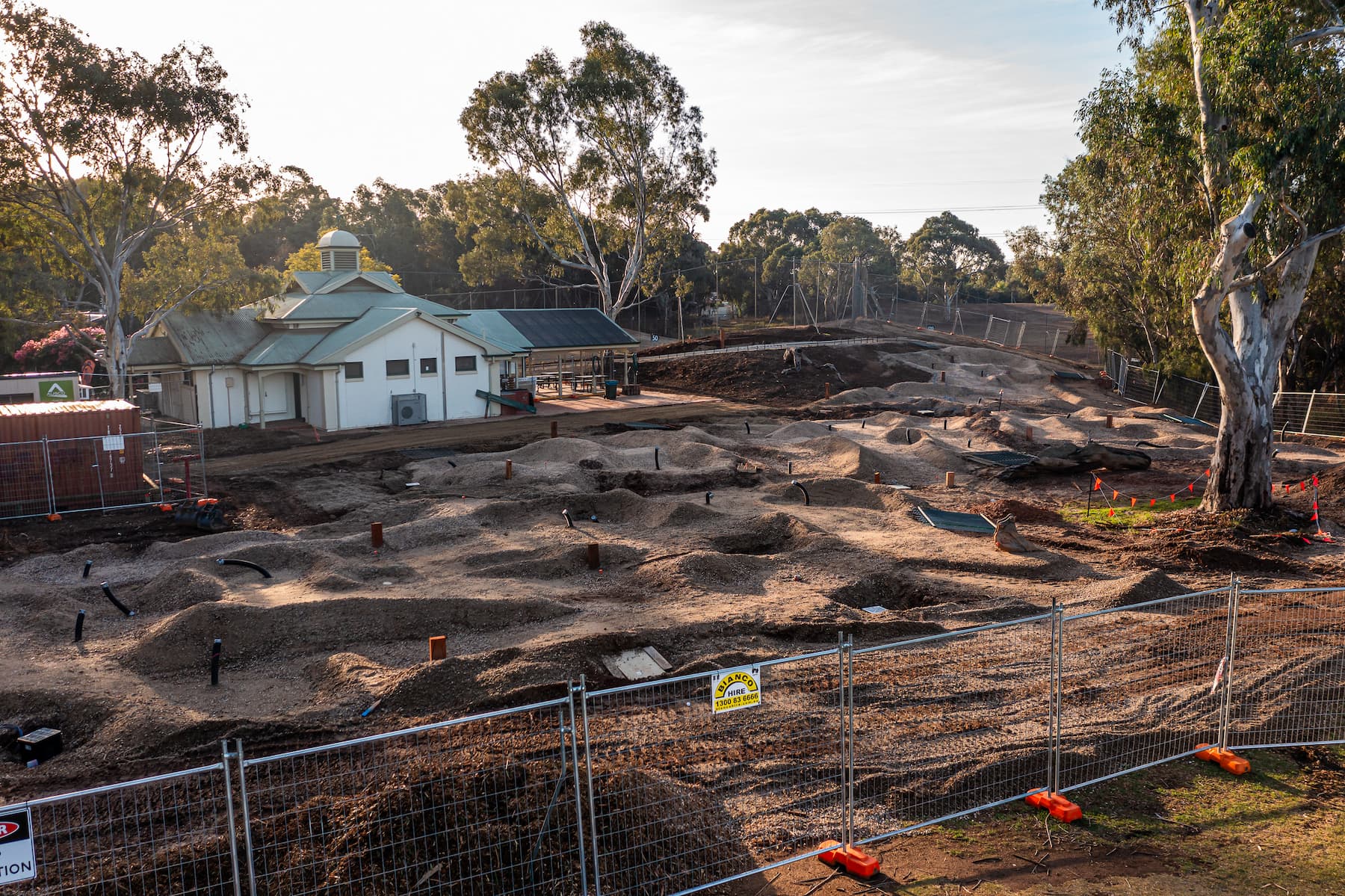 Elevated side construction photo of Shanx mini golf course